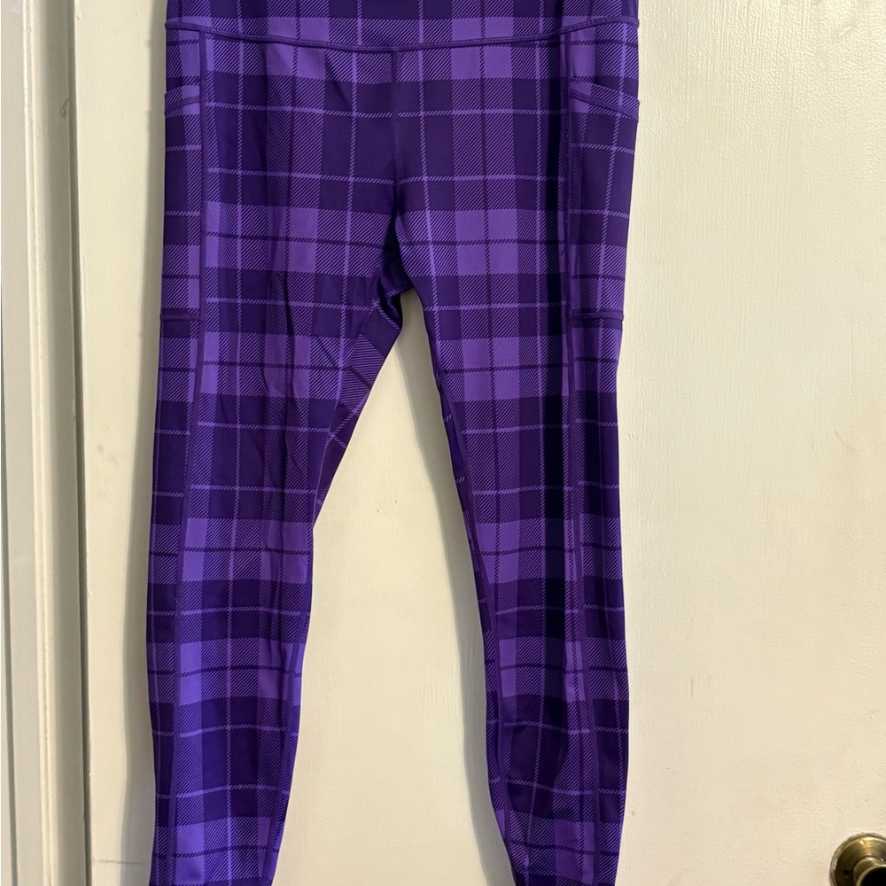 Constantly Varied Gear Purple Plaid Leggings - capri